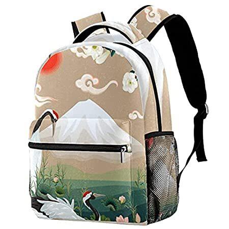 格安即決 女の子の男の子のための小さなバックパックアウトドアウォークトラベルバッグスクールデイパックイラスト 日本のクレーン山 印刷されたサックパック 在庫あり 即納 Www Aqtsolutions Com