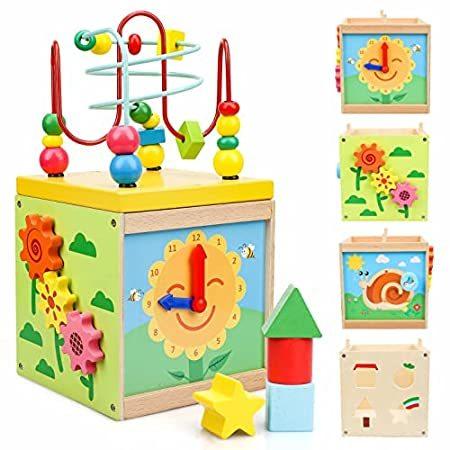 TOY Life Wooden Baby Activity Cube for Toddlers 1-3 Activity Cube Learning