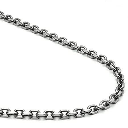 True Titanium 4MM Diamond Cut Rolo Necklace Chain 38