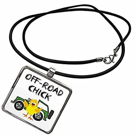 3dRose Funny Cute Off-Road Chick and Chicken All-Terrain. - Necklace with P