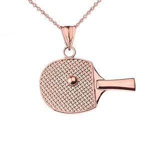 TABLE TENNIS RACKET PENDANT NECKLACE IN ROSE GOLD - Gold Purity:: 14K， Pend