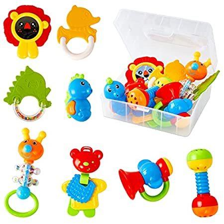 CELETOY 8 Pcs Baby Rattle Set， Baby Toys and Teethers， Infant Teether Rattl