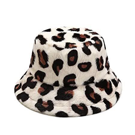 【18％OFF】 Leopard Print Winter Bucket Hat Trendy Cheetah Pattern Fisherman Cap Packab ハット、つば広帽子