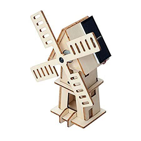LiuXunJU Wooden 3D Puzzle， Educational Toy Solar Windmill Assembled Toy 3D
