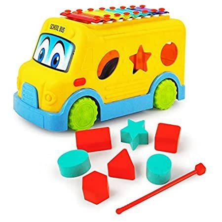 BOLEY Activity Learning Toy for Toddlers - RooCrew Xylophone School Bus - A