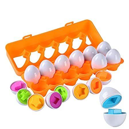 12 PCS Matching Eggs Toy， Color & Shape Recognition Toddler Educational Toy