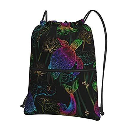 【ギフ_包装】 carp tortoise Purple HUANGJ Drawstring shoulder Waterproof backpack zipper デイパック
