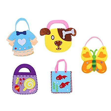 Kids Non- Woven Handbag Sewing Kit: 5Pcs DIY Handbag Non- Woven Material Ki