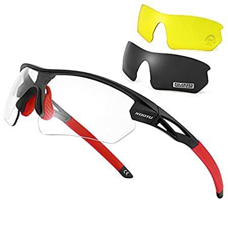 KOOTU Photochromic Cycling Sunglasses for Men Women， UV Protection Clear Tr