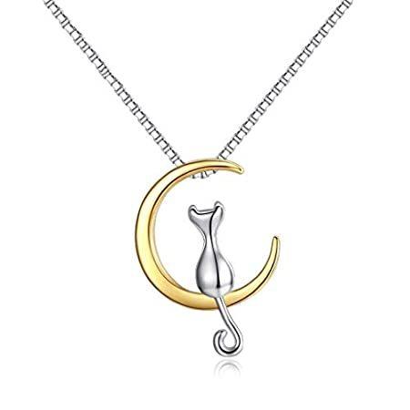 【18％OFF】 Necklace Moon Cat Necklace Pendant liushop and S S925 Necklace Pendant Moon ネックレス、ペンダント