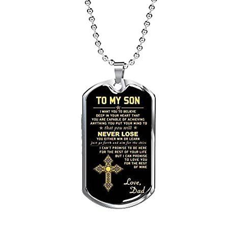 You Will Never Lose Dad Giving Son Dog Tag Chain Necklace G15146 - Stainles ネックレス、ペンダント 【海外 正規品】