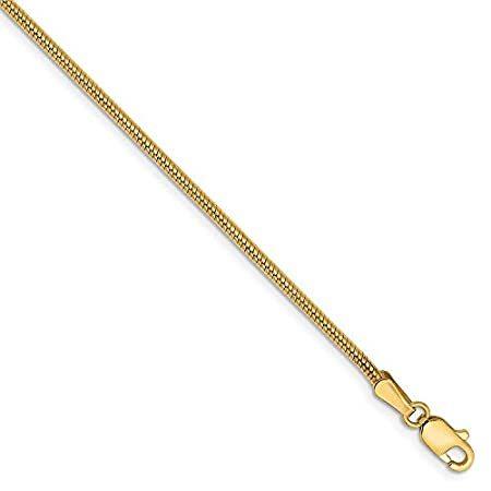 特別価格Solid 14k Yellow Gold 1.6mm Round Snake Chain Bracelet - with Secure Lobste好評販売中