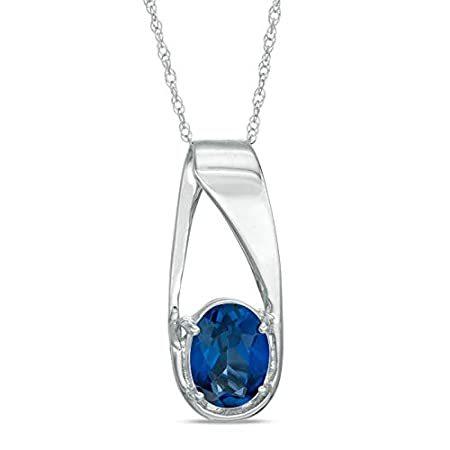 【全品送料無料】 Created Lab Deal Diamond 特別価格The Oval B好評販売中 September Gemstone Sapphire Blue 6.00MM ネックレス、ペンダント