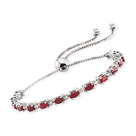 With Bracelet Bolo Ruby t.w. ct. 4.50 特別価格Ross-Simons Diamond Sterli好評販売中 in Accents ブレスレット 新品本物