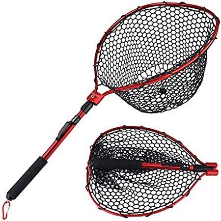特別価格sougayilang 釣りネット アルミニウム 折りたたみ式 ランディングネット ソフトラバーメッシュ Evaハンドルリリース