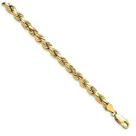 2022年新作 特別価格7" 14K Bracelet好評販売中 Chain Rope Shiny-cut Semi-solid 4.9mm Gold Yellow ブレスレット