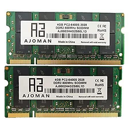 【特別セール品】 ノートパソコン SoDIMM DDR2-800Mhz PC2-6400 (4GBx2) キット 8GB 特別価格AJOMAN RAM アンバッファー好評販売中 非ECC メモリー