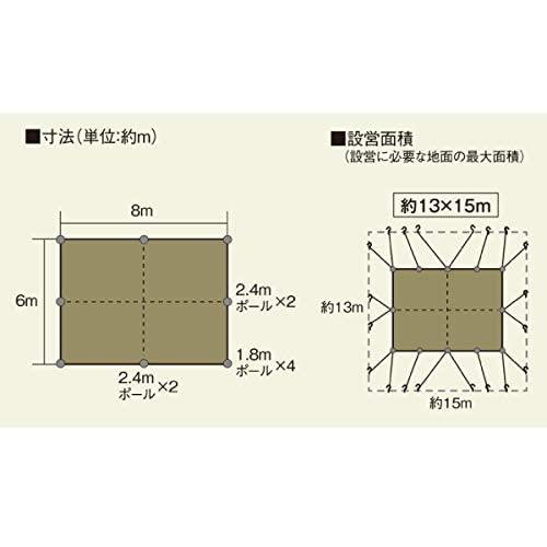 ユニフレーム タープ UFビックタープ 8×6 カーキグリーン (693254) 