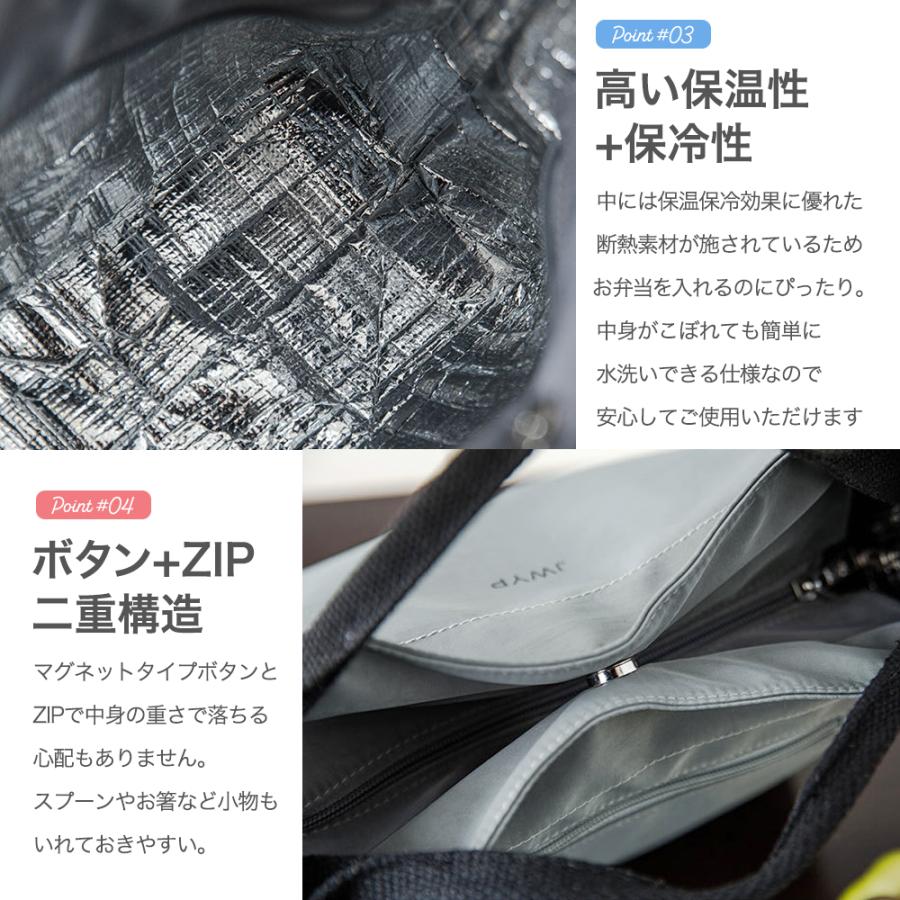ランチバッグ 保冷 保温 ZIP ボタン 大きめ おしゃれ 巾着 弁当袋 お