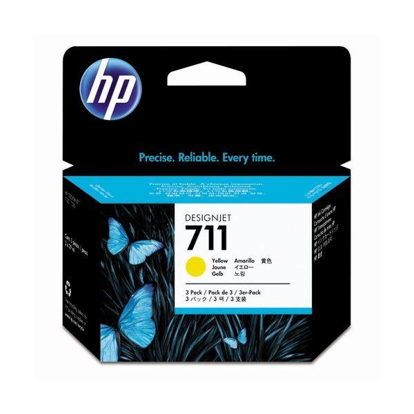 （まとめ） HP711 インクカートリッジ イエロー 29ml／個 染料系 CZ136A 1箱（3個） 〔×3セット〕