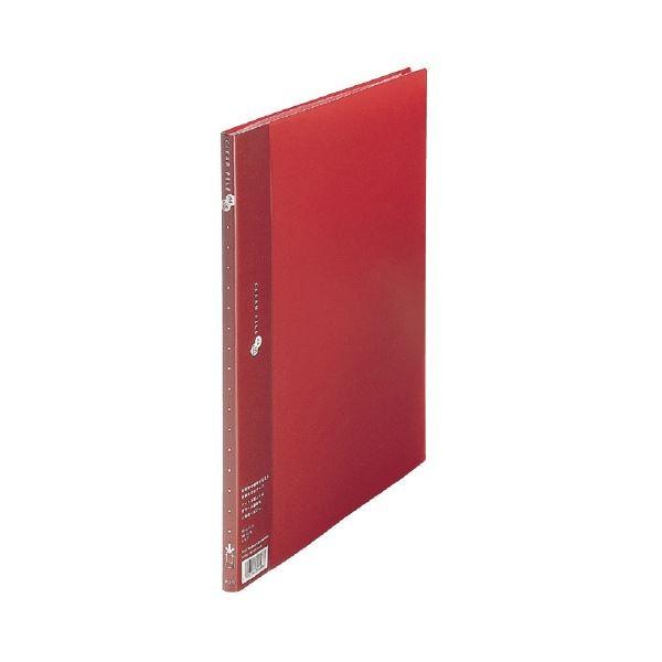 （まとめ） プラス クリアーファイル10P FC-121EL A4S 赤 10冊〔×10セット〕