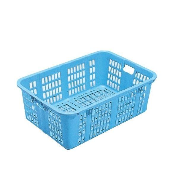 〔5個セット〕プラスケット/網目ボックス 〔No.1100 金具付き〕 ブルー スタッキング金具使用時：段積み可