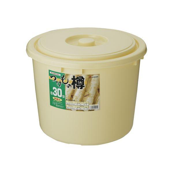 〔12セット〕 漬物樽/漬物用品 〔S30型〕 アイボリー 本体・蓋：PE 押し蓋：PP 〔キッチン用品 家庭用品 手づくり〕