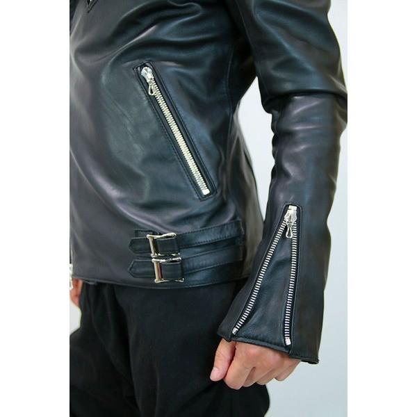 ダブルライダースジャケット⁄46⁄レザー⁄BLK SHELLAC ダブルレザー