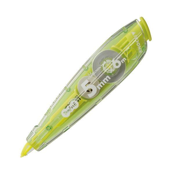 （まとめ） TANOSEEノック式修正テープ（使い切り） 5mm幅×6m グリーン 1セット（10個） 〔×5セット〕