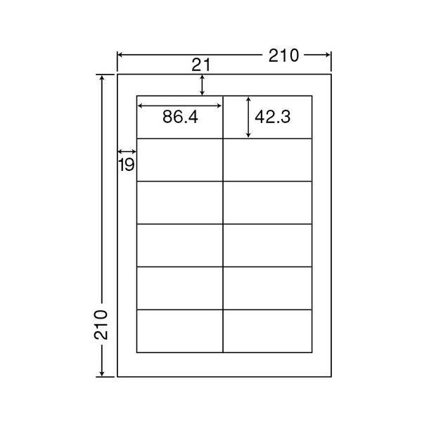 東洋印刷 ナナクリエイトカラーレーザープリンタ用ラベル A4 12面 86.4×42.3mm 四辺余白付 SCL-111箱(400シート:80シート×5冊)
