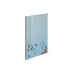 （まとめ）TANOSEE クリアファイル A4タテ20ポケット 背幅14mm グリーン 1セット(10冊) 〔×5セット〕