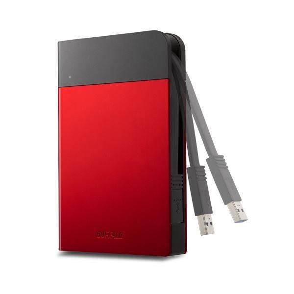 バッファローICカード対応MILスペック耐衝撃ボディー防滴・防塵ポータブルHDD 2TB レッド HD-PZN2.0U3-R1台