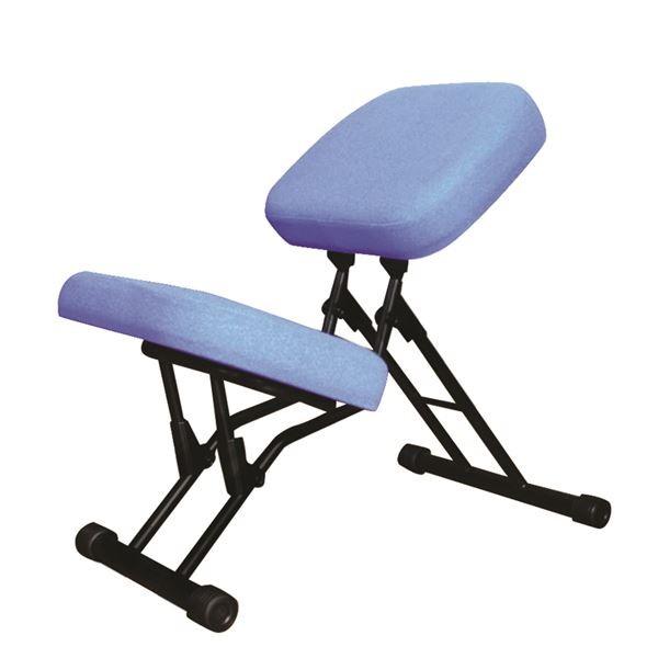 学習椅子/ワークチェア 〔ブルー×ブラック〕 幅440mm 日本製 折り畳み スチールパイプ