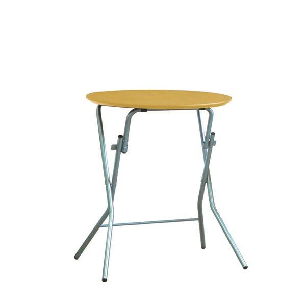 折りたたみテーブル 〔幅63.5cm 円形 ナチュラル×シルバー〕 日本製 木製 スチールパイプ〔代引不可〕