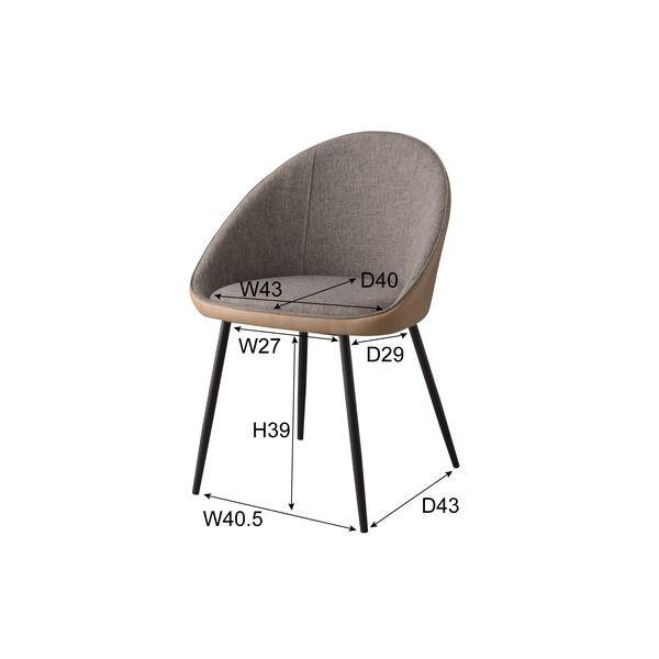 パーソナルチェア リビングチェア 幅56cm ブラウン 2脚セット スチール ソフトレザー リビング ダイニング インテリア家具