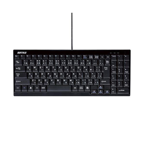(まとめ) バッファロー USB接続有線スリムキーボード ブラック BSKBU14BK 1台 〔×5セット〕