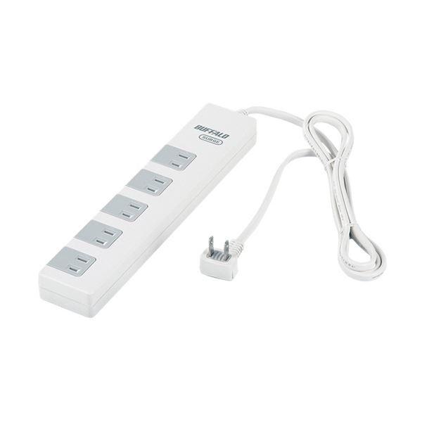 (まとめ) バッファロー 2ピン式電源タップ10個口タイプ 雷サージ防止/集中スイッチ付 ホワイト 1.5m BSTAPSD21015WH 1個 〔×5セット〕