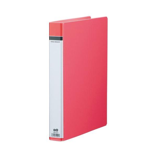 (まとめ) TANOSEE 30穴バインダー（貼り表紙） A4タテ 100枚収容 背幅42mm ピンク 1セット（10冊） 〔×5セット〕