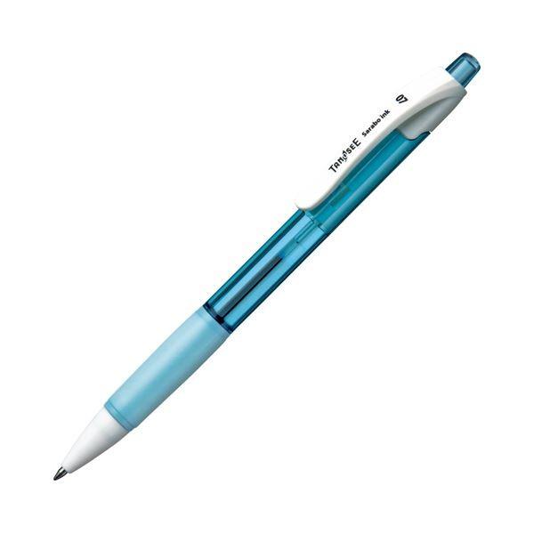 (まとめ) TANOSEE ノック式油性ボールペン（なめらかインク） 細字 0.7mm アクアブルー（インク：黒） 50本 〔×10セット〕
