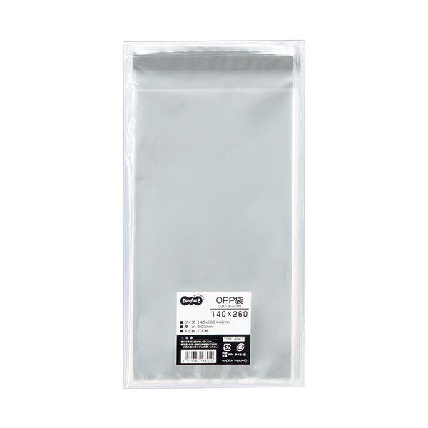 (まとめ) TANOSEE OPP袋 フタ・磁気テープ付140×260+40粍 1仕掛ける（500枚：100枚×5容器に並べる） 〔×10仕掛ける〕 文具、ステーショナリー-レター、カード-封筒