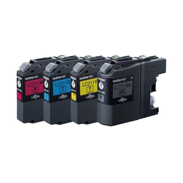 (まとめ) ブラザー BROTHER インクカートリッジ お徳用 4色 LC211-4PK 1箱（4個：各色1個） 〔×10セット〕