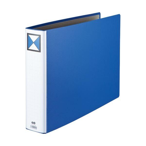 両開きパイプ式ファイル A3-E 60mmとじ 青 〔×10セット〕