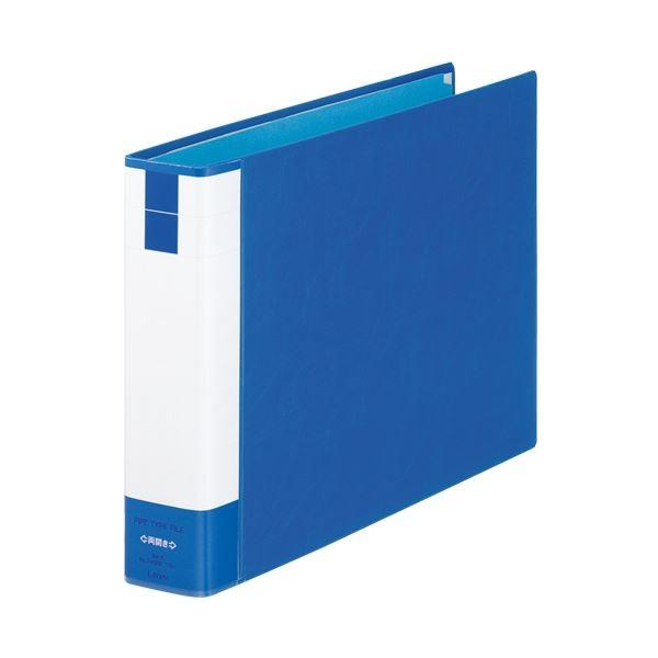(まとめ) ライオン事務器 パイプ式ファイル(環境)両開き B4ヨコ 400枚収容 40mmとじ 背幅61mm ブルー No.740RK 1冊 〔×10セット〕