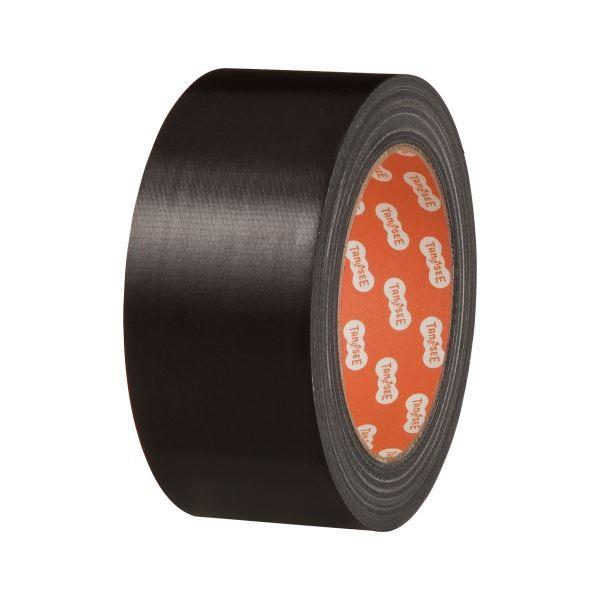 (まとめ) TANOSEE 布テープ（カラー） 50mm×25m 黒 1巻 〔×30セット〕
