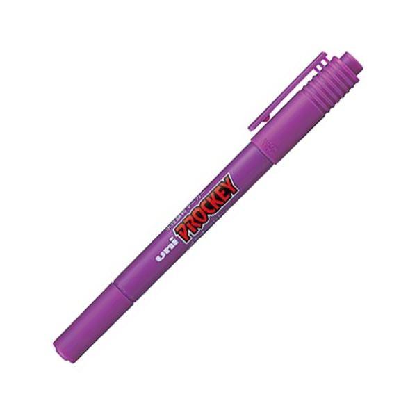 【オープニングセール】 (まとめ) 三菱鉛筆 〔×100セット〕 1本 PM120T.12 紫 細字丸芯+極細 プロッキー 水性マーカー 万年筆