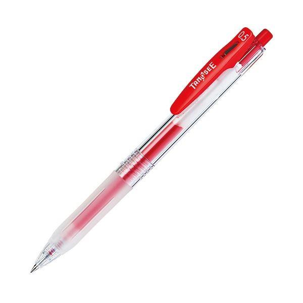 (まとめ) TANOSEE ノック式ゲルインクボールペン（バインダークリップ） 0.5mm 赤 1本 〔×300セット〕｜little-trees