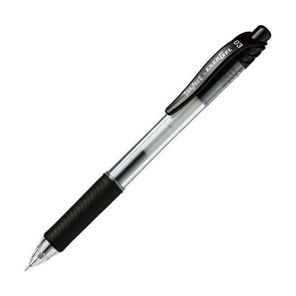 (まとめ) TANOSEE ノック式ゲルインクボールペン ニードルタイプ 0.3mm 黒 1本 〔×300セット〕