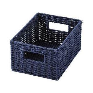(まとめ) ペーパーバスケット/収納ボックス 〔ネイビー クォーターサイズ〕 軽量 カラーボックス収納 〔×24個セット〕
