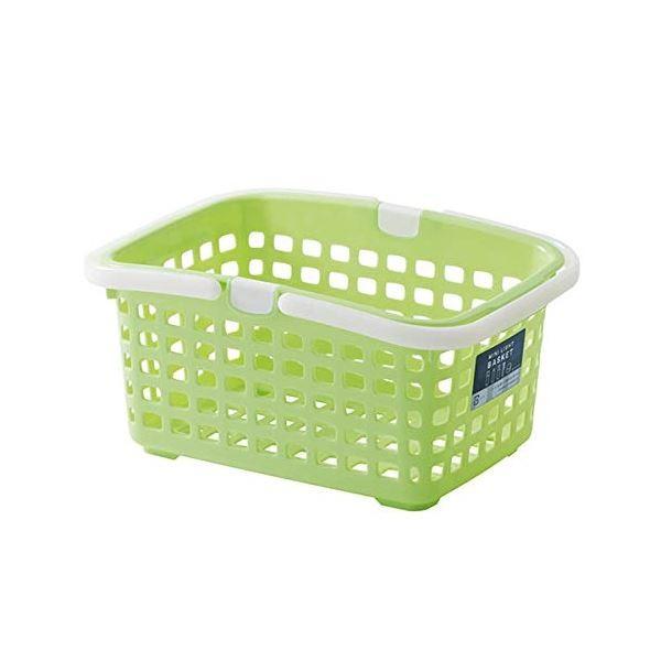 (まとめ) ミニライトバスケット/収納かご 〔グリーン〕 持ち手付き 長方形 小型 小物入れ 〔36個セット〕