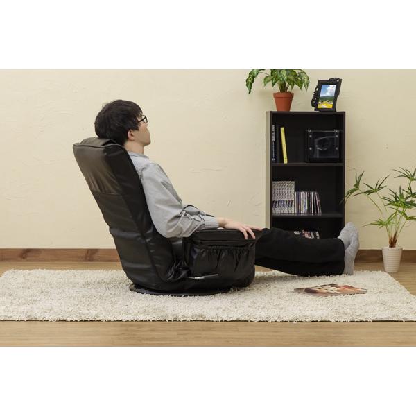 肘掛け付き座椅子　14段階。リクライニング　合皮シート　ブラック￼ 肘掛け付き座椅子 14段階。リクライニング 合皮シート ブラック